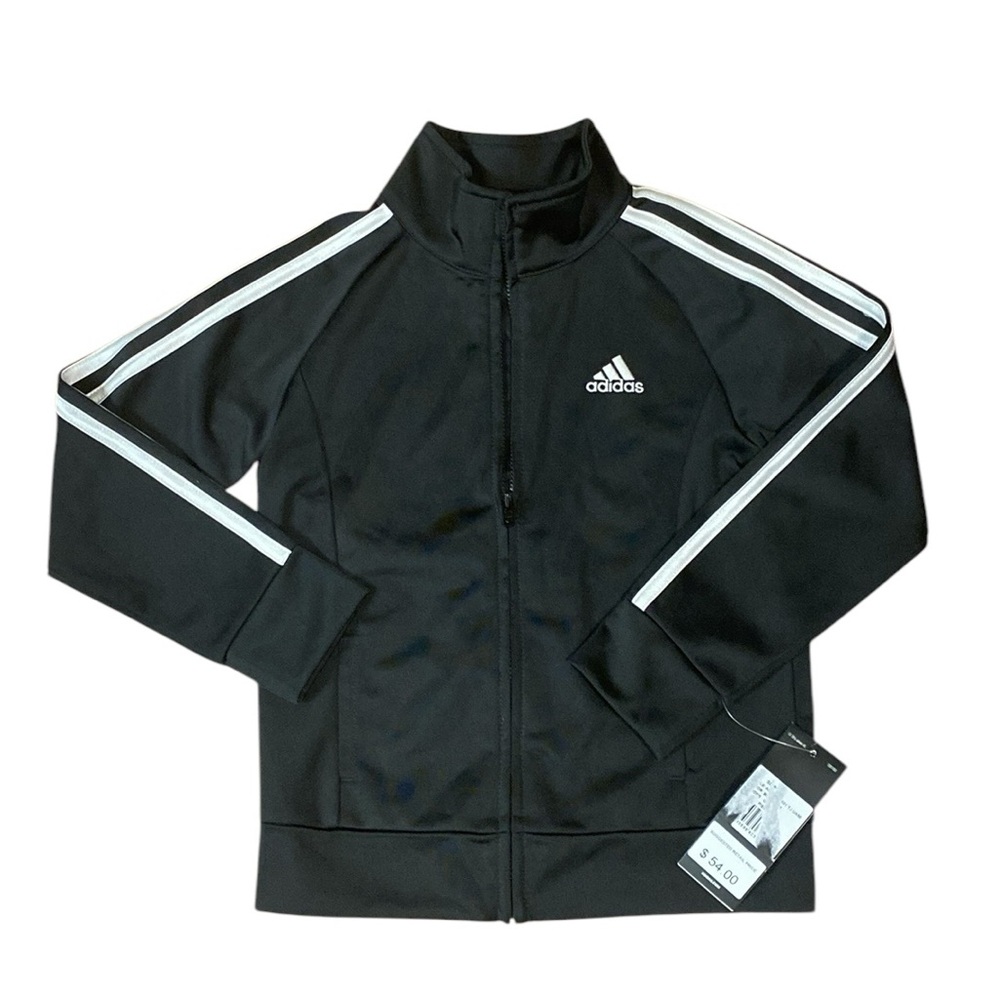 New Adidas Track black and white stripe Jacket Size 5 boys